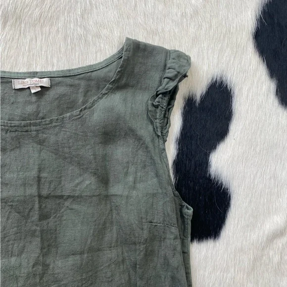 Lina Tomei linen dress olive green - Picture 5 of 10